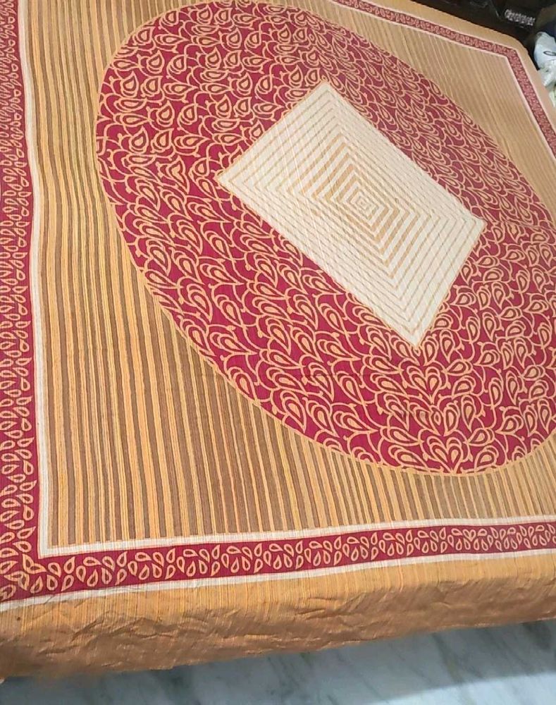 Red Printed Double Bed Bedsheet &amp; 2 Pillow Cover