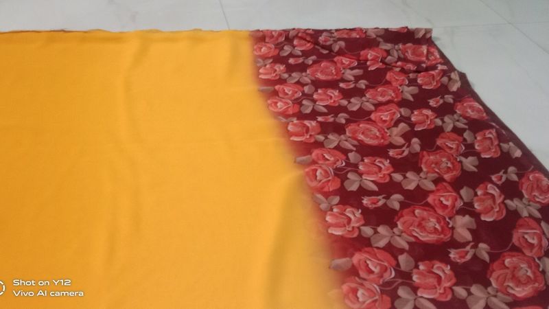 Mustard With Maroon Saree
