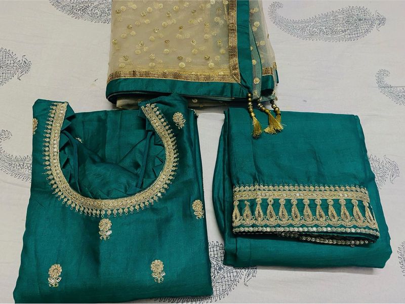 Green Embroidered Kurta Set