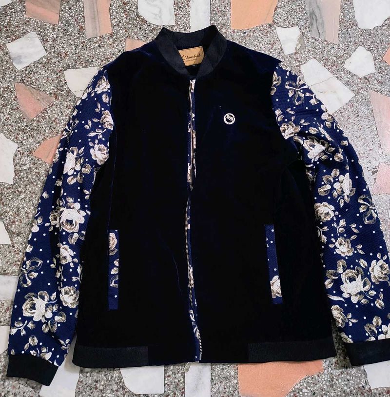 Floral Sleeve Bomber Jacket