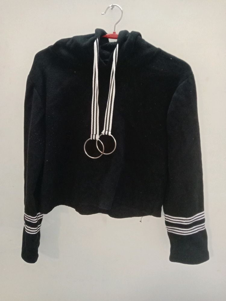 Woolen Crop Hoodie