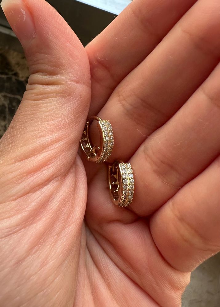 Gold Hoop Earrings with Diamonds