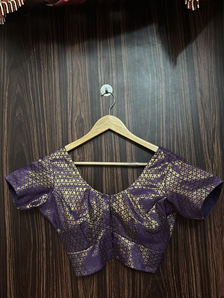 Purple &amp; Gold Patterned Blouse