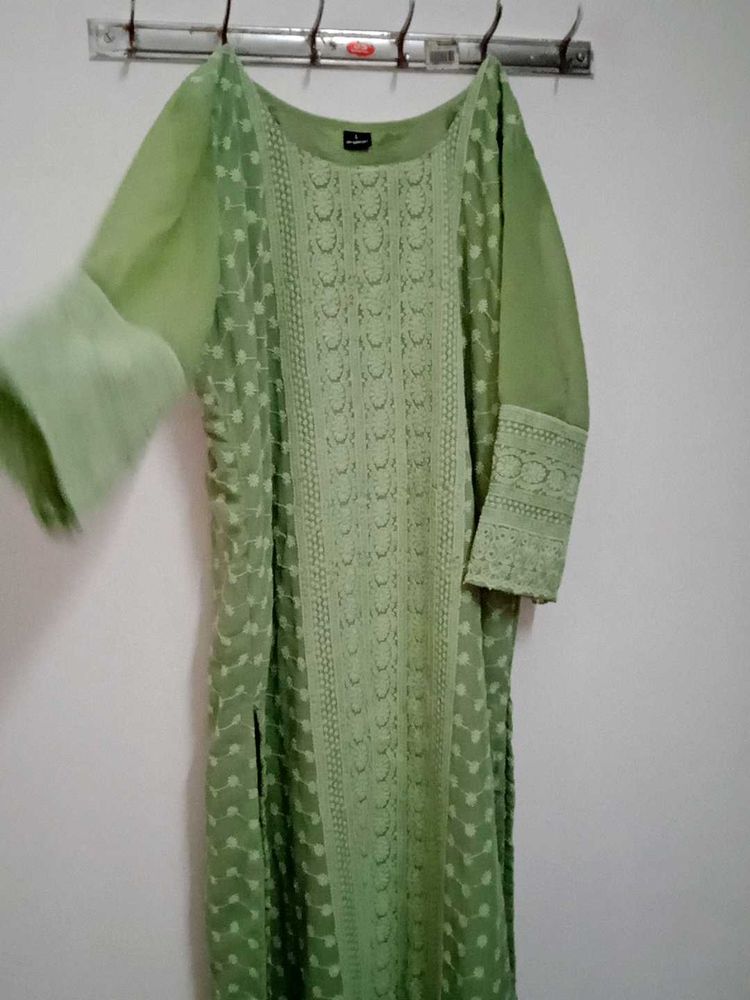 Georgette Chiffon Blend Chikan Embroidery Kurthi