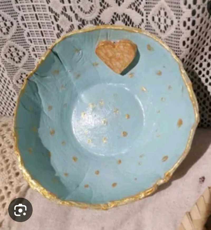 Handmade Trinket Dish - Turquoise &amp; Golden Color ✨
