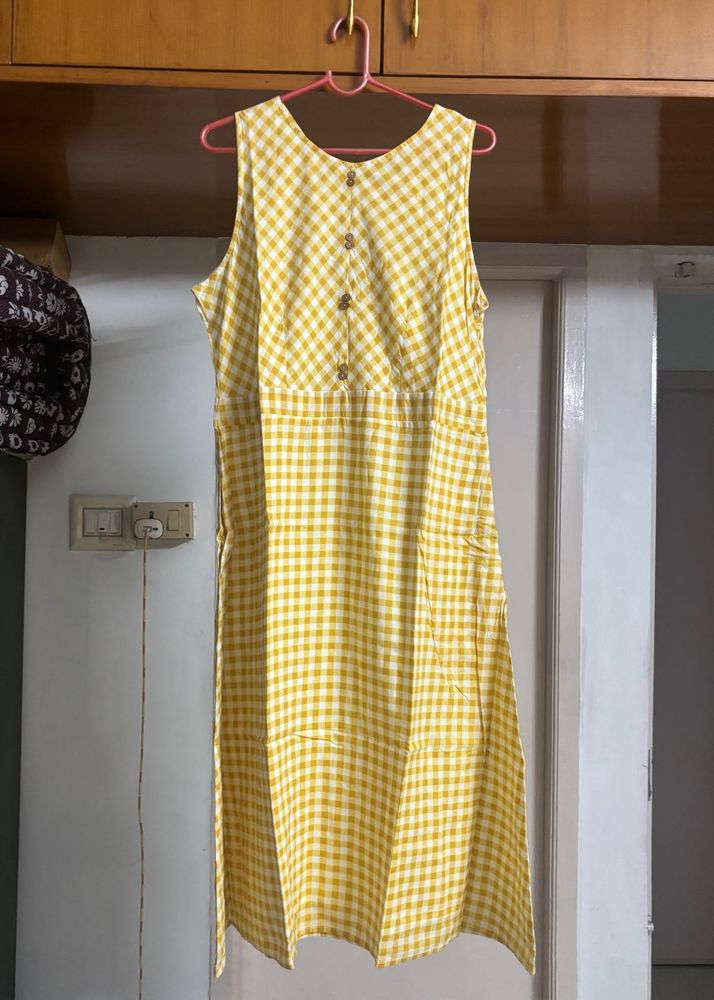 “AND” Ghingam Yellow Mellow Y2K Dress