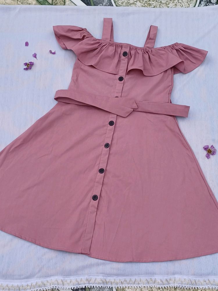 Off-Shoulder Frock With Belt