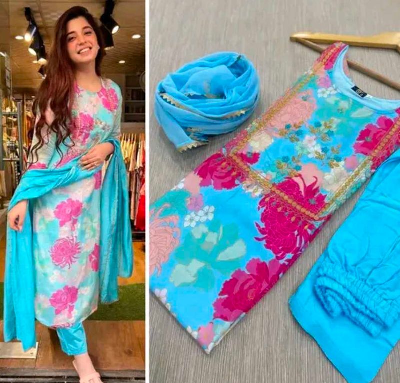 Floral Print Kurta Set with dupatta