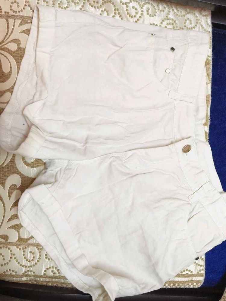 White Cuffed Shorts
