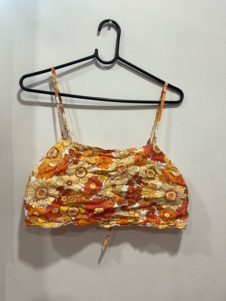 Floral Linen Crop Top