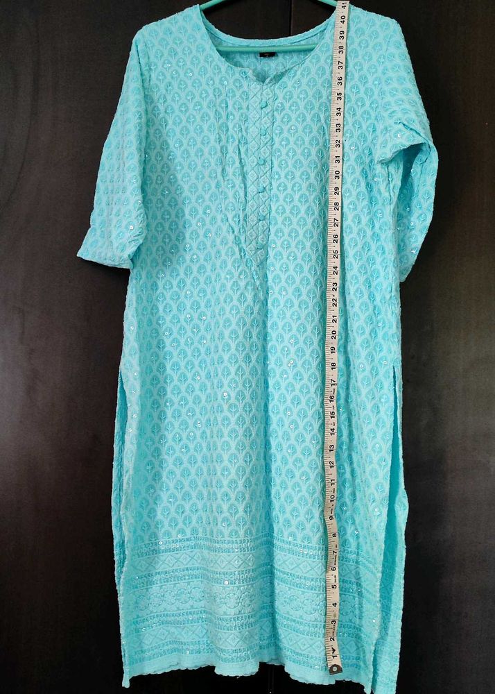 XXL Light Blue kurta Self Colour Sequins All Over