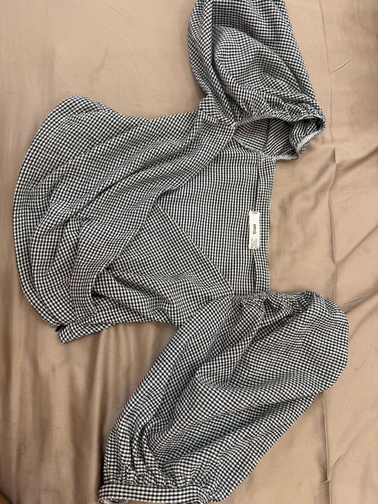 Gingham Puff Sleeve Top