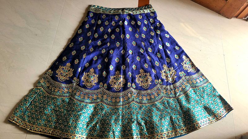Blue &amp; Gold Embroidered Lehenga.