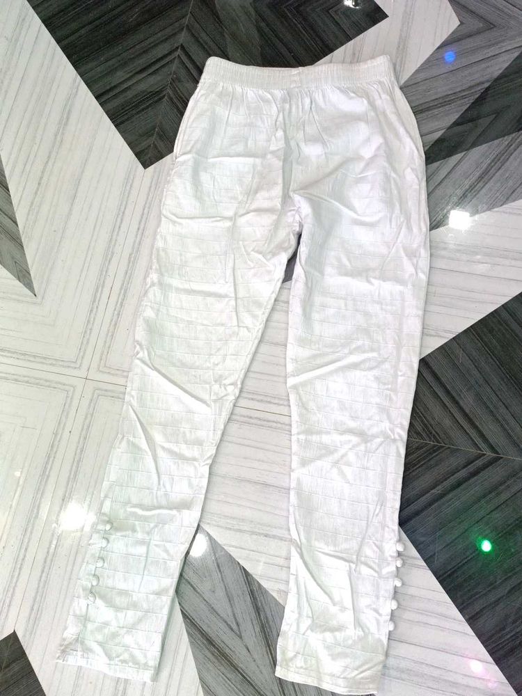 White Button Ankle Pants