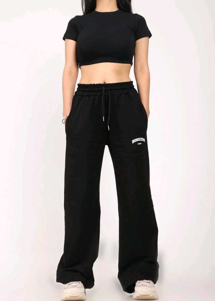 Bonkers corner Black Wide Leg Sweatpants
