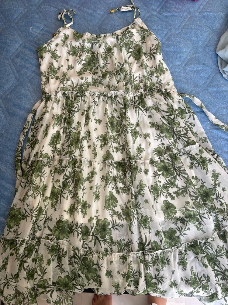 Green Floral Print Dress