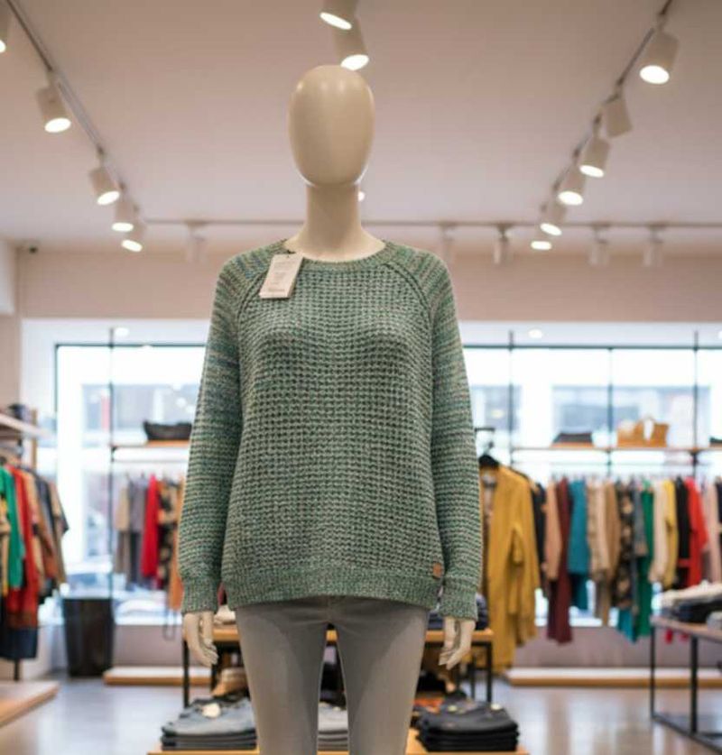 Green Waffle Knit Sweater