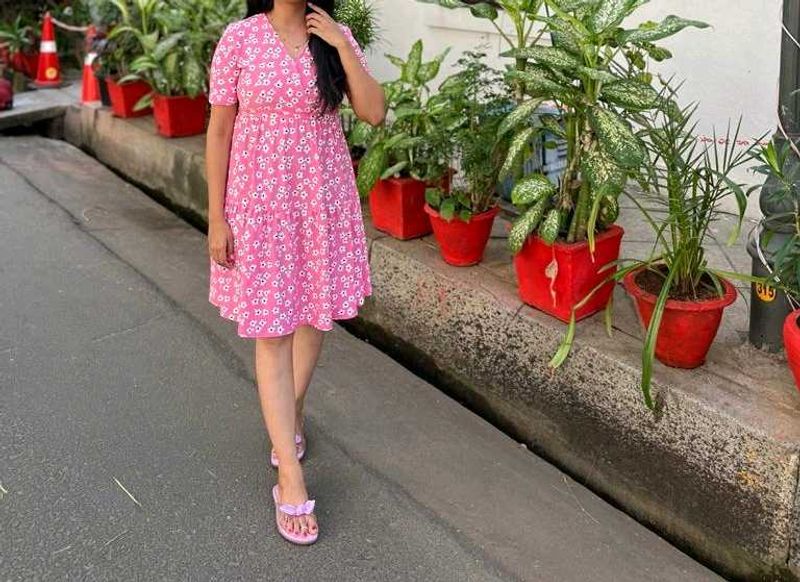 Pink Floral Mini Dress