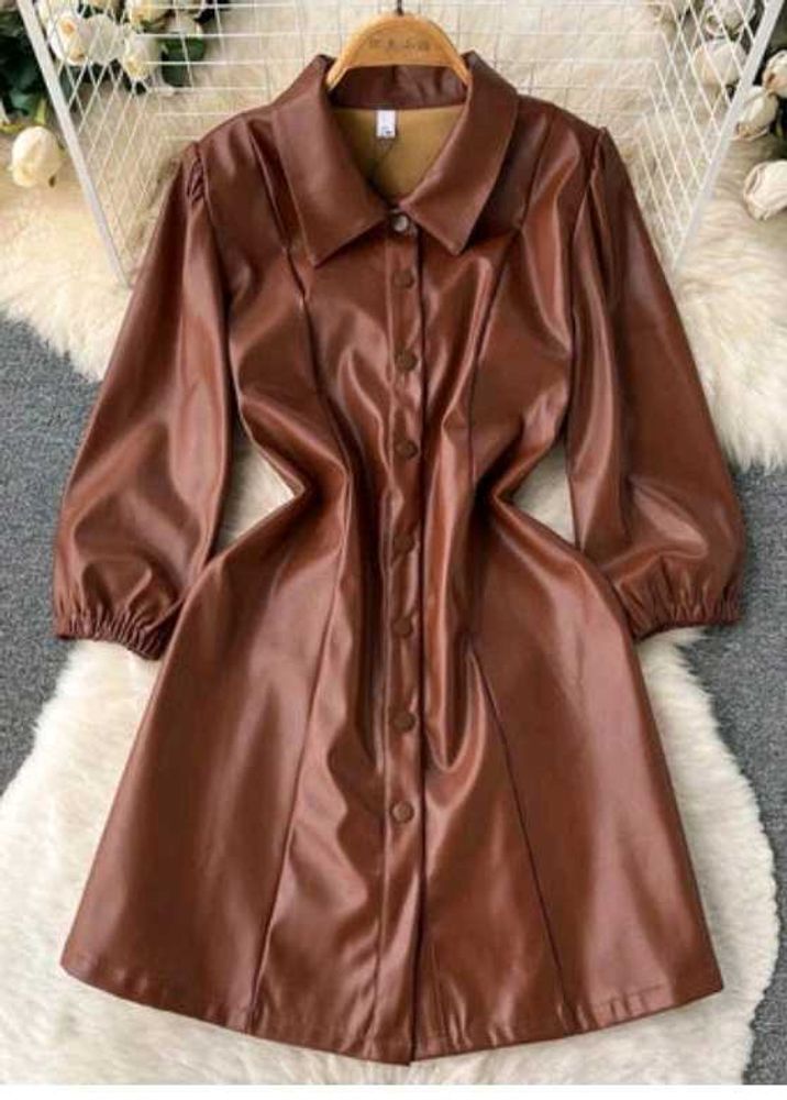 Brown Faux Leather Dress( Unused)