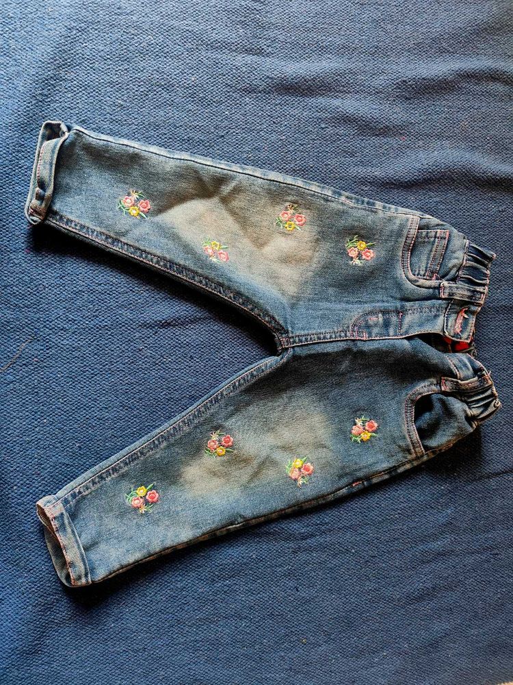 Floral Embroidered Jeans