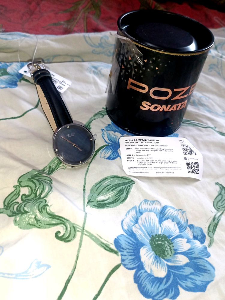 Brand New Sonata Poze Black Dial Watch