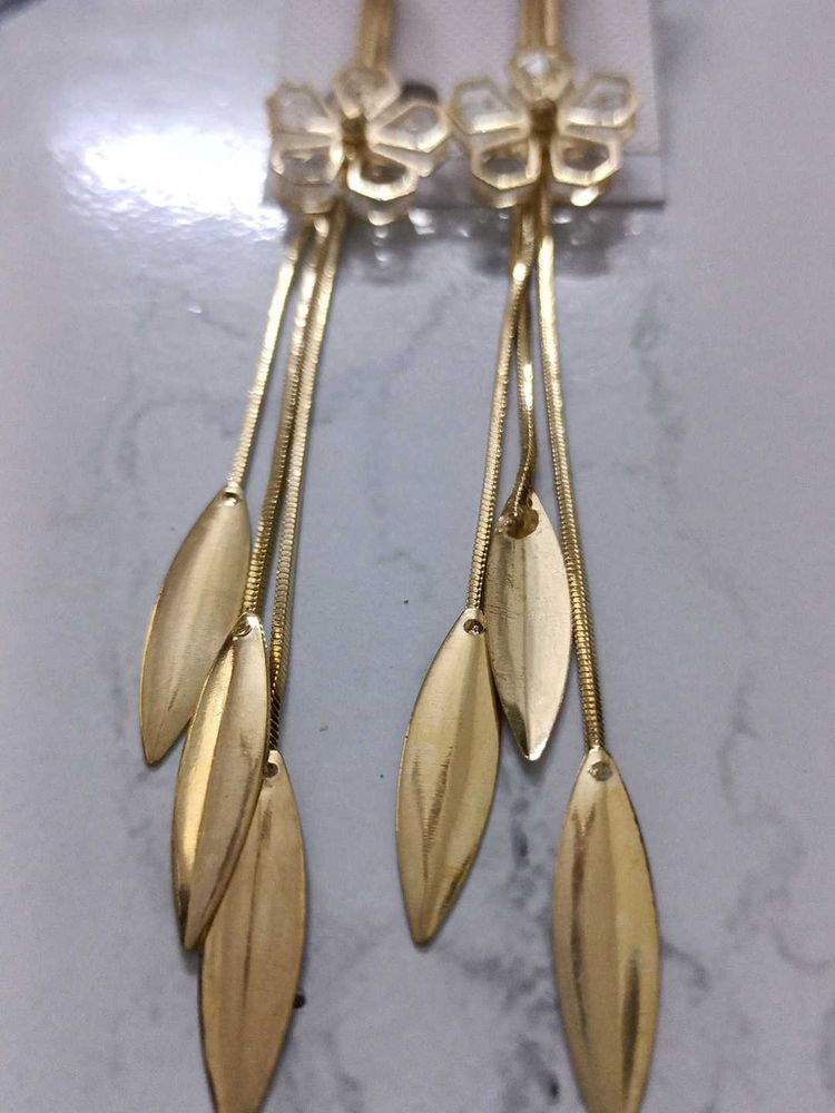 Elegant Gold Tone Dangle Earrings