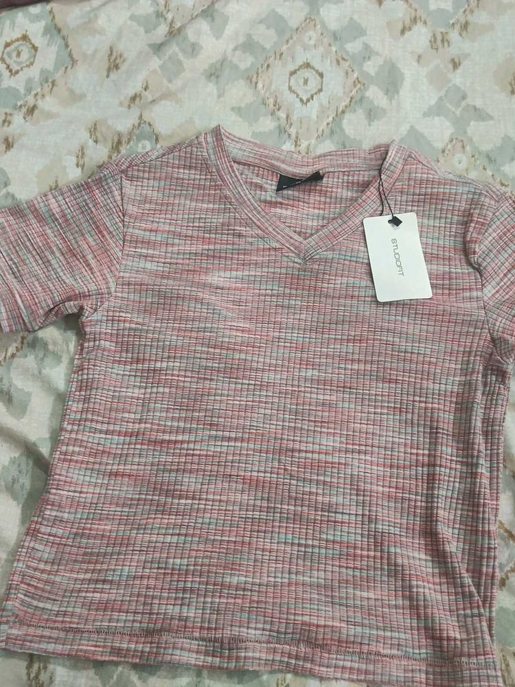 Striped V-Neck T-Shirt