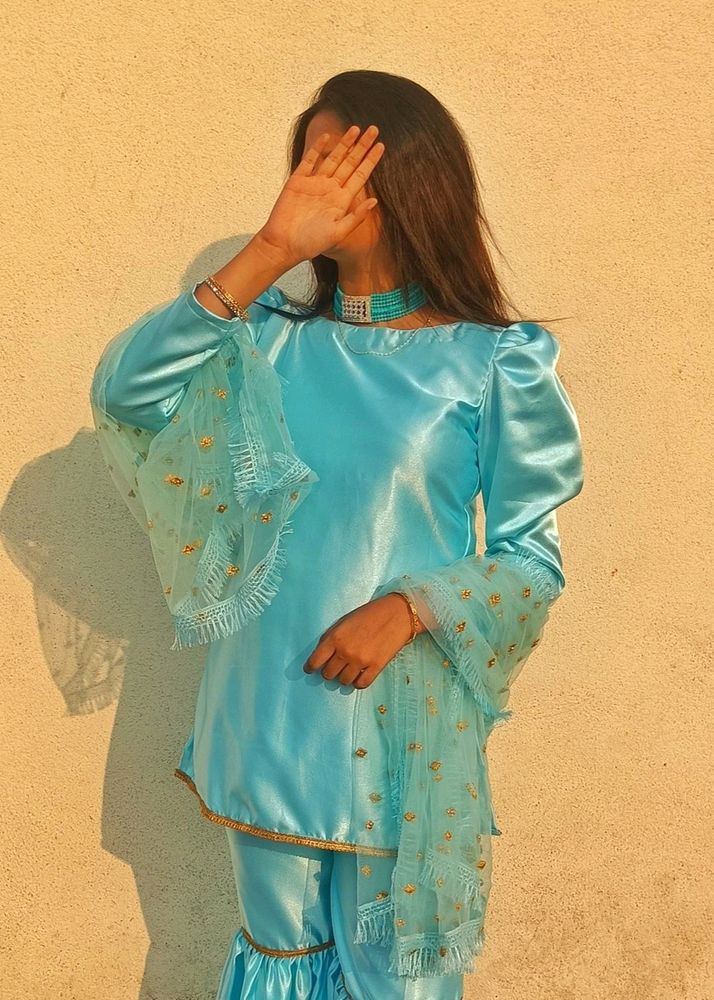 Pure Satin Sharara Dress