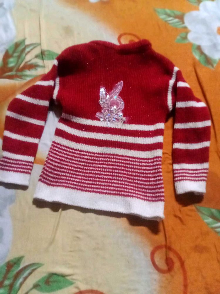 Cute Red &amp; White Striped Sweater