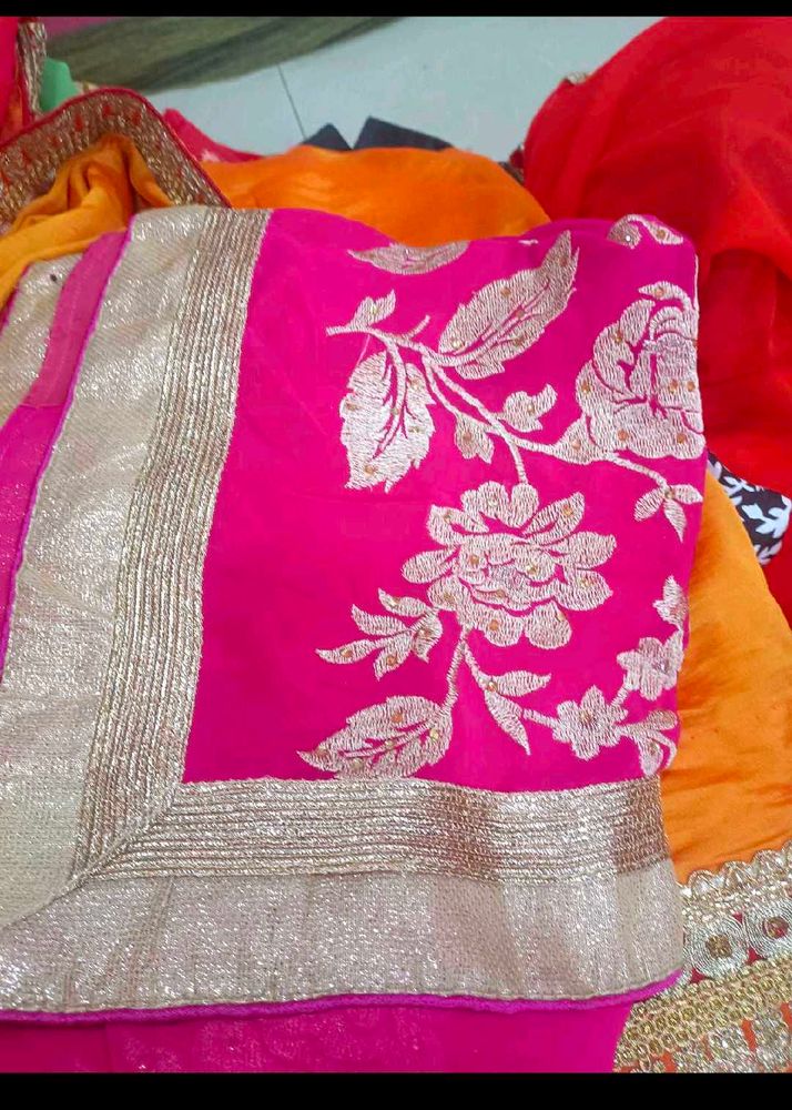 Elegant Pink Floral Saree