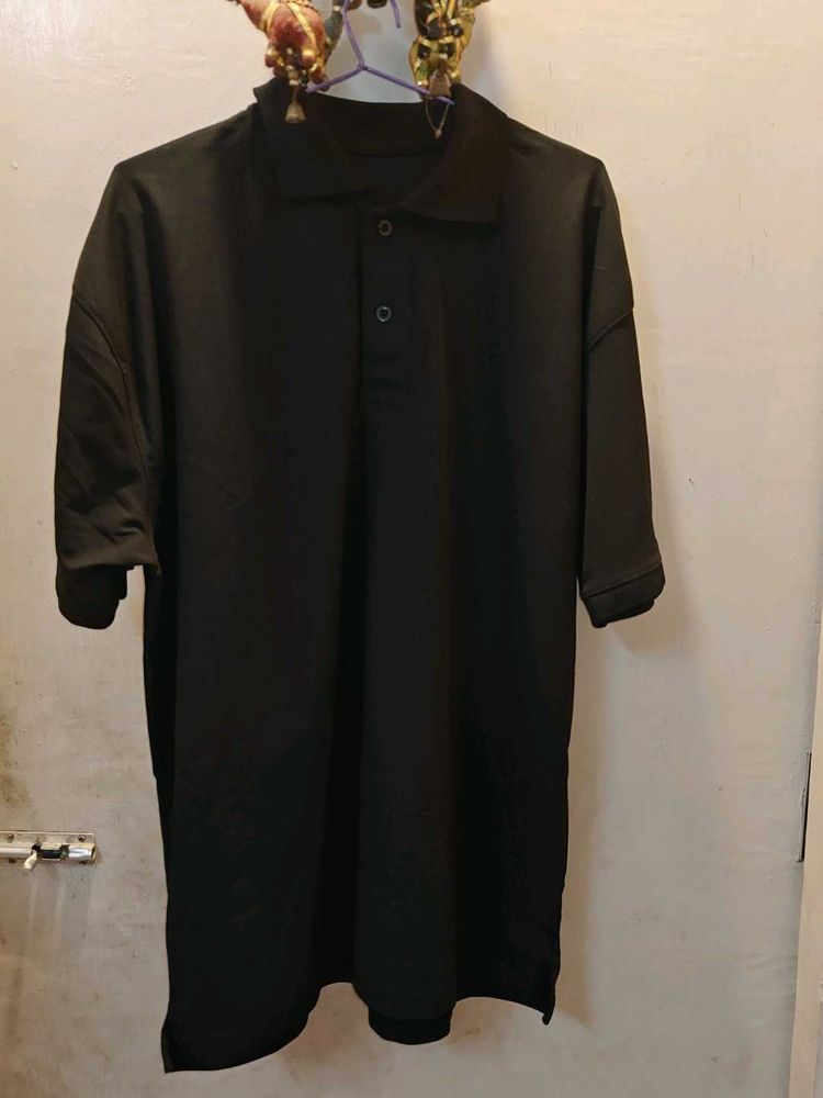 🖤 Men’s Black Polo Neck T-Shirt | Size XL (40-42)