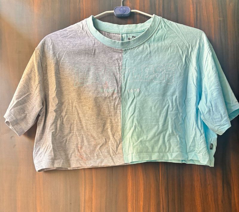 Two-Tone Cropped T-Shirt