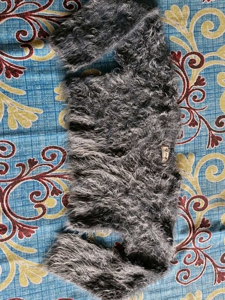 Fuzzy Gray Woolen Blouse