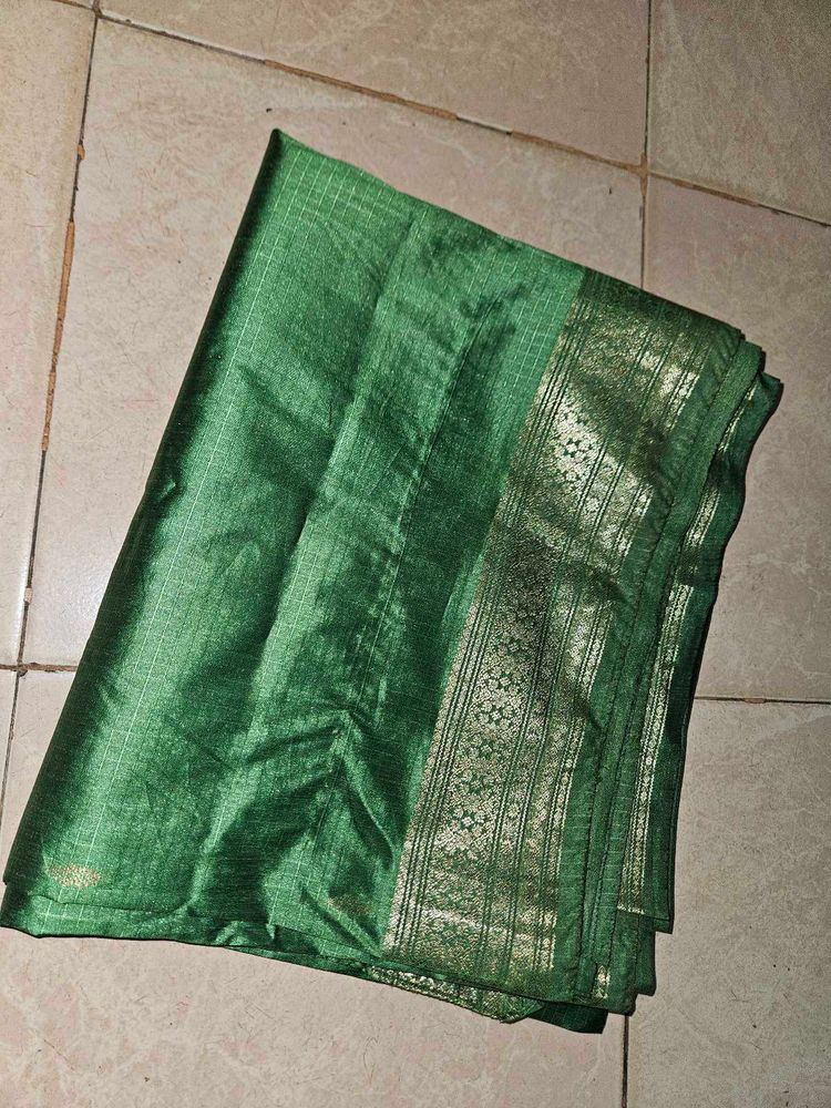 Green Polyester Saree