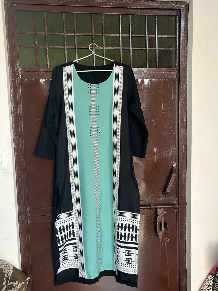 Ahika Black And Green Printed Kurti