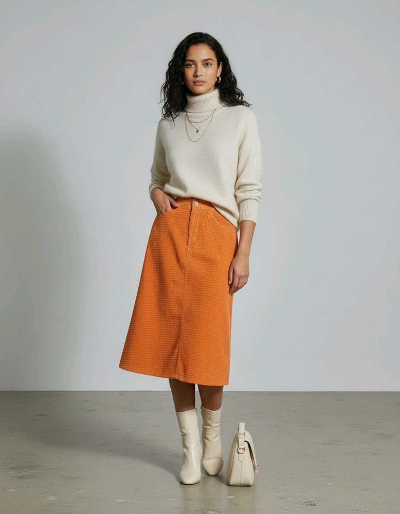 🔥classy Orange Skirt🔥