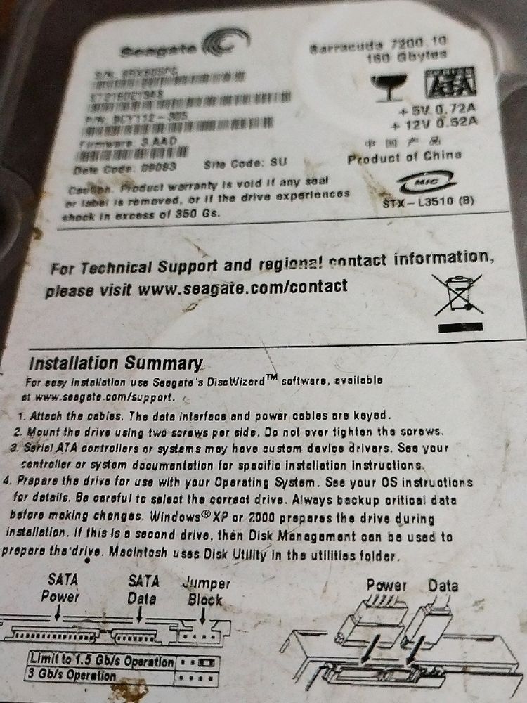 Seagate Hard Drive 160 GB