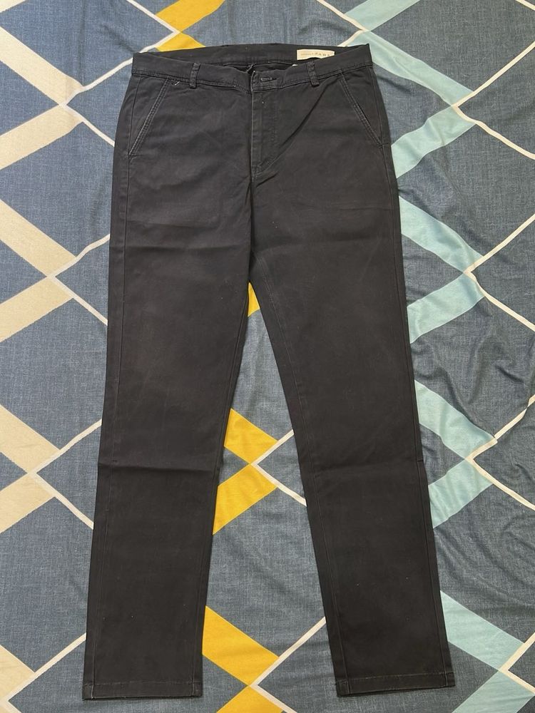 Zara navy blue cotton blend trouser(casual&amp;Formal)