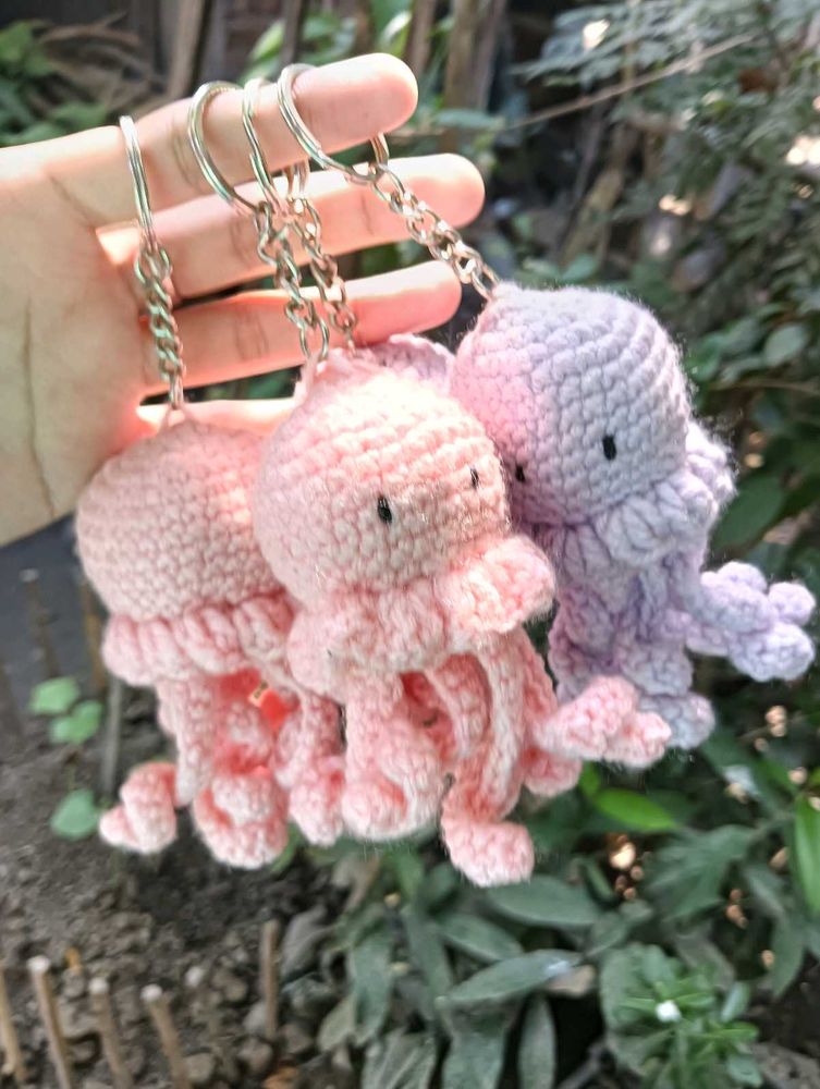 Crochet jellyfish Keychain