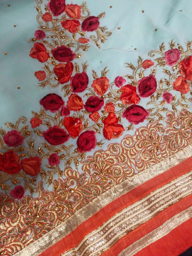 Designer Light Blue Salwar Suit material