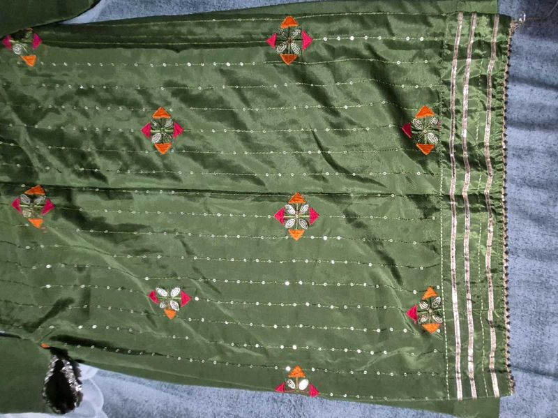 Green Straight Kurti With Dupatta
