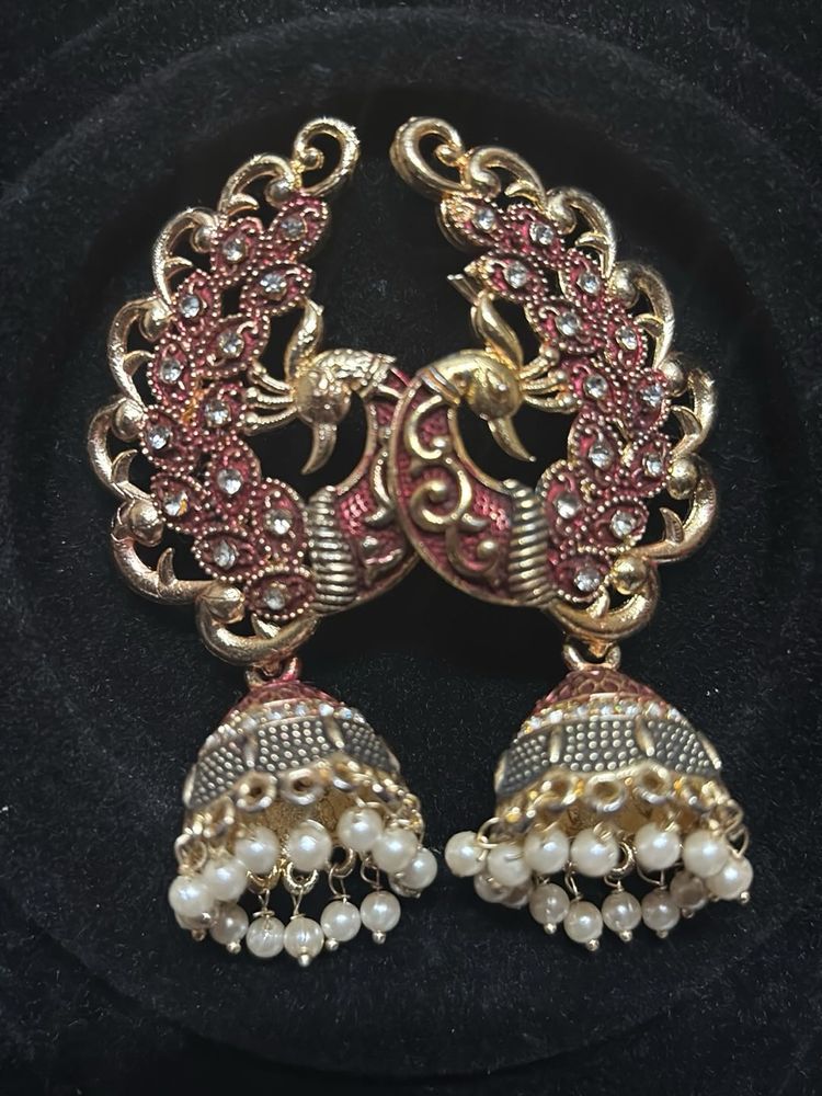 Peacock Jhumka Earrings With Free Gift