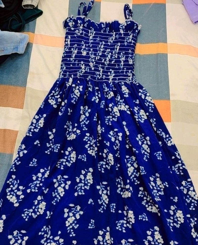 Cute Blue Knee Length Frock