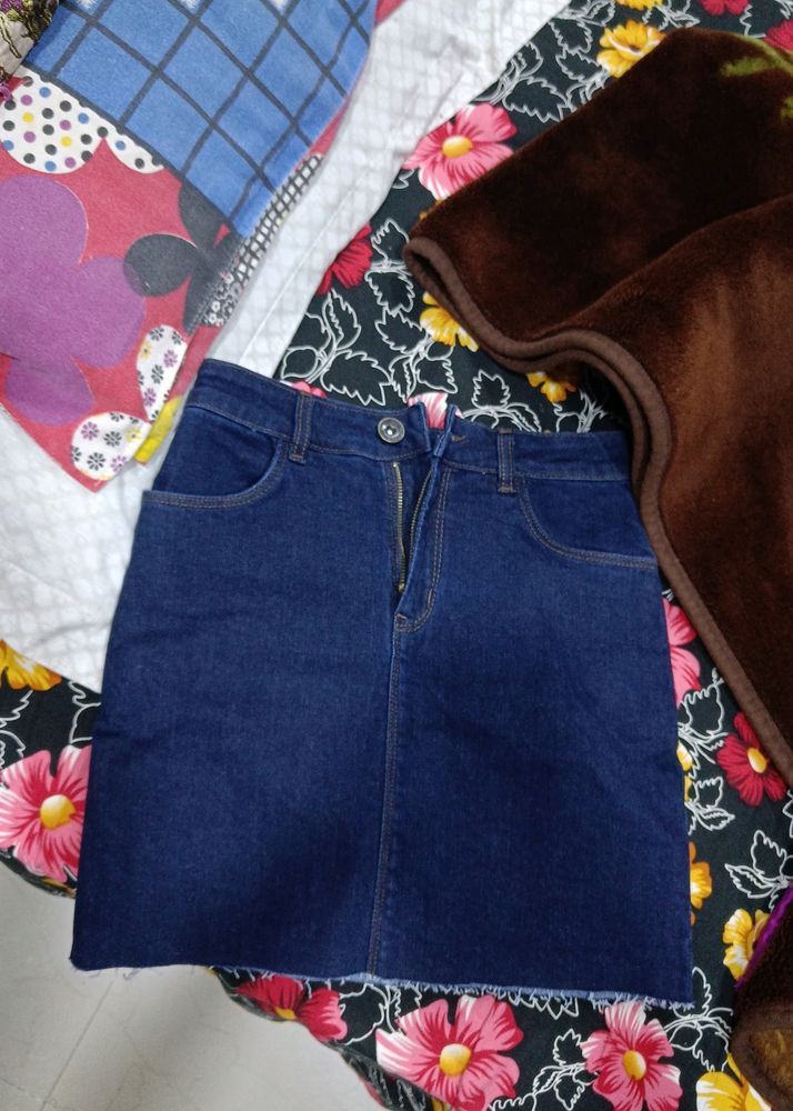 Blue Denim Mini Skirt