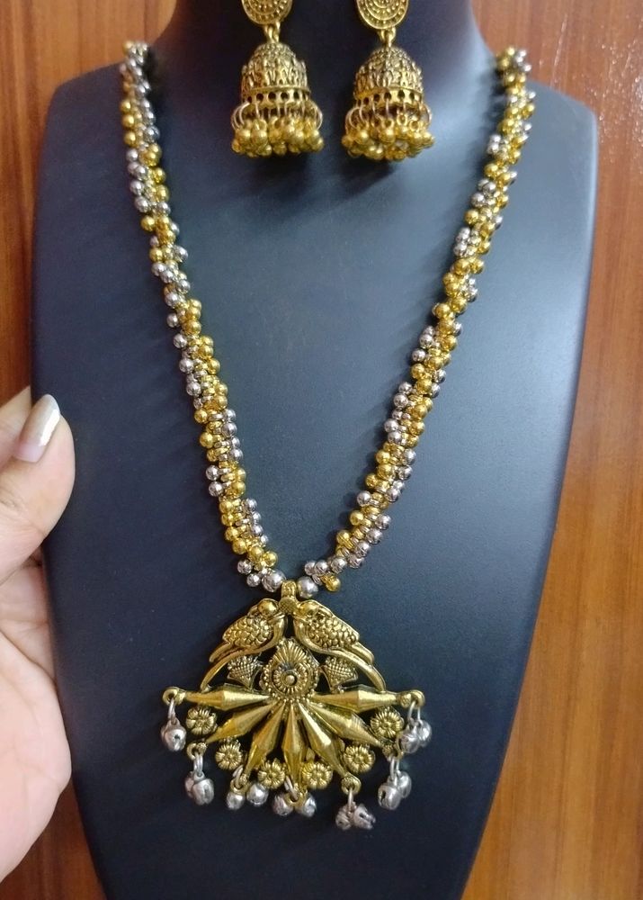 Silver And Golden Jewellery Set