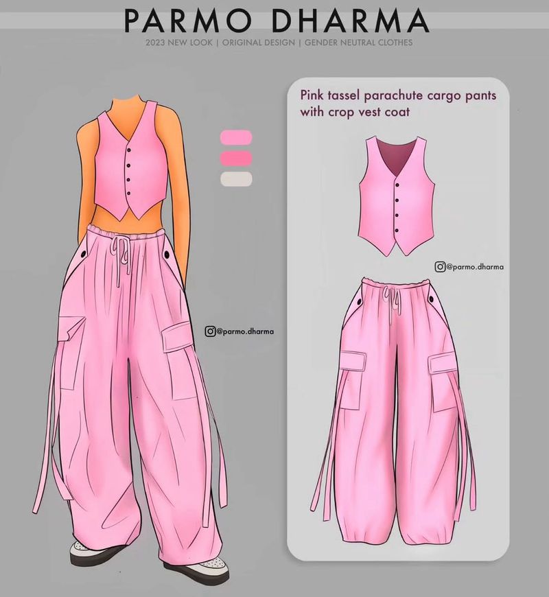 Pink Parachute Cargo Pants