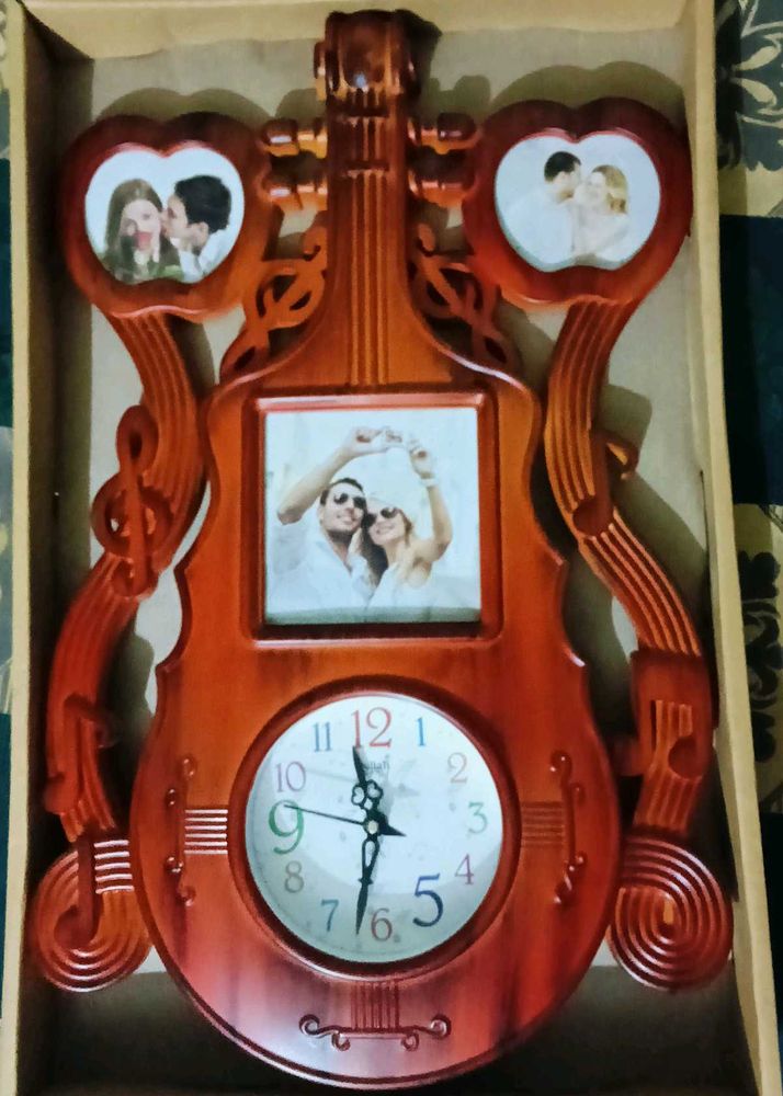 Unique Violin Clock with Photo Frames