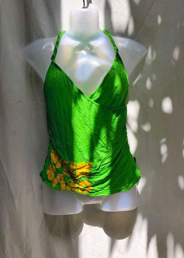 561210. Green Floral Halter Top