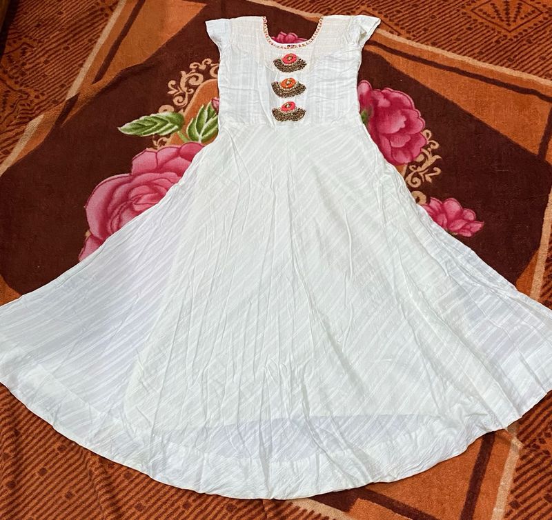 Elegant White Embroidered Dress Along With Dupatta