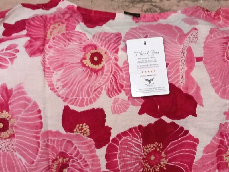 BrandNew Cotton Floral Print Kurti+RedBpttom